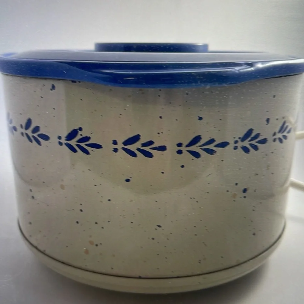 Rival Crockette Crock Pot Slow Cooker 1 Qt Country Blue and Beige Model 3205